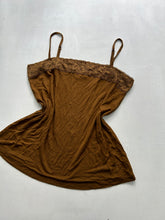 Load image into Gallery viewer, Brown camel mesh cami top 90s y2k vintage (M/L)