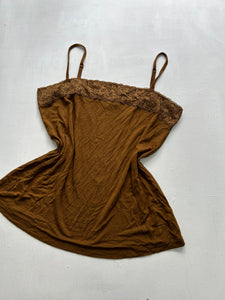 Brown camel mesh cami top 90s y2k vintage (M/L)