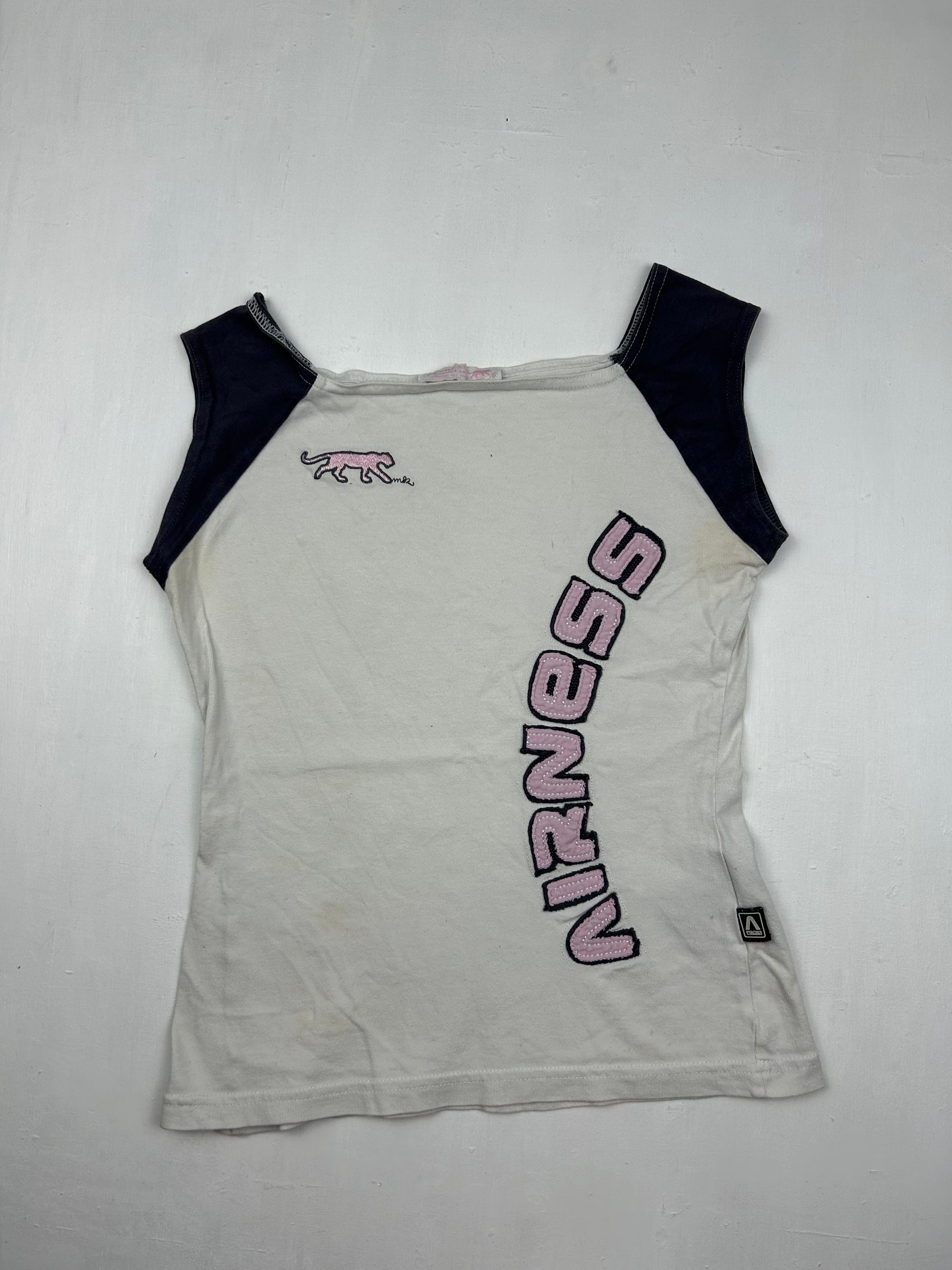 Spell out logo white stretchy top (S)