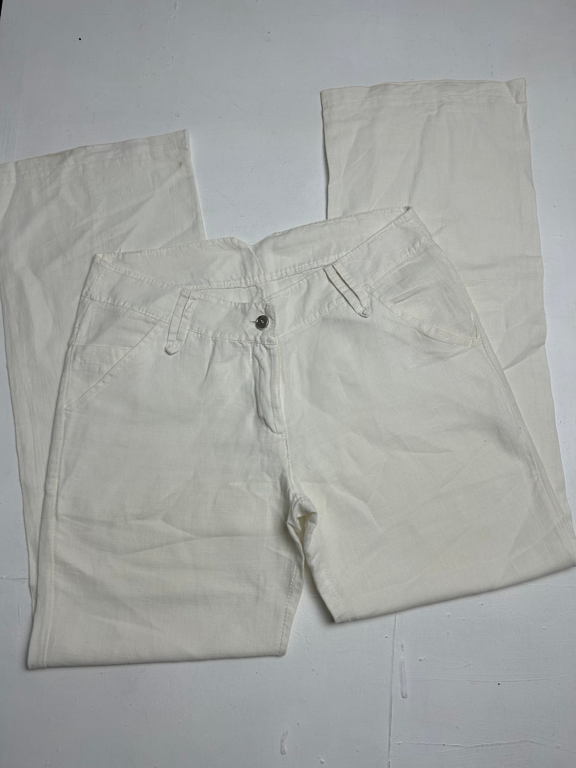 White cream cotton low waist office pants (S/M)