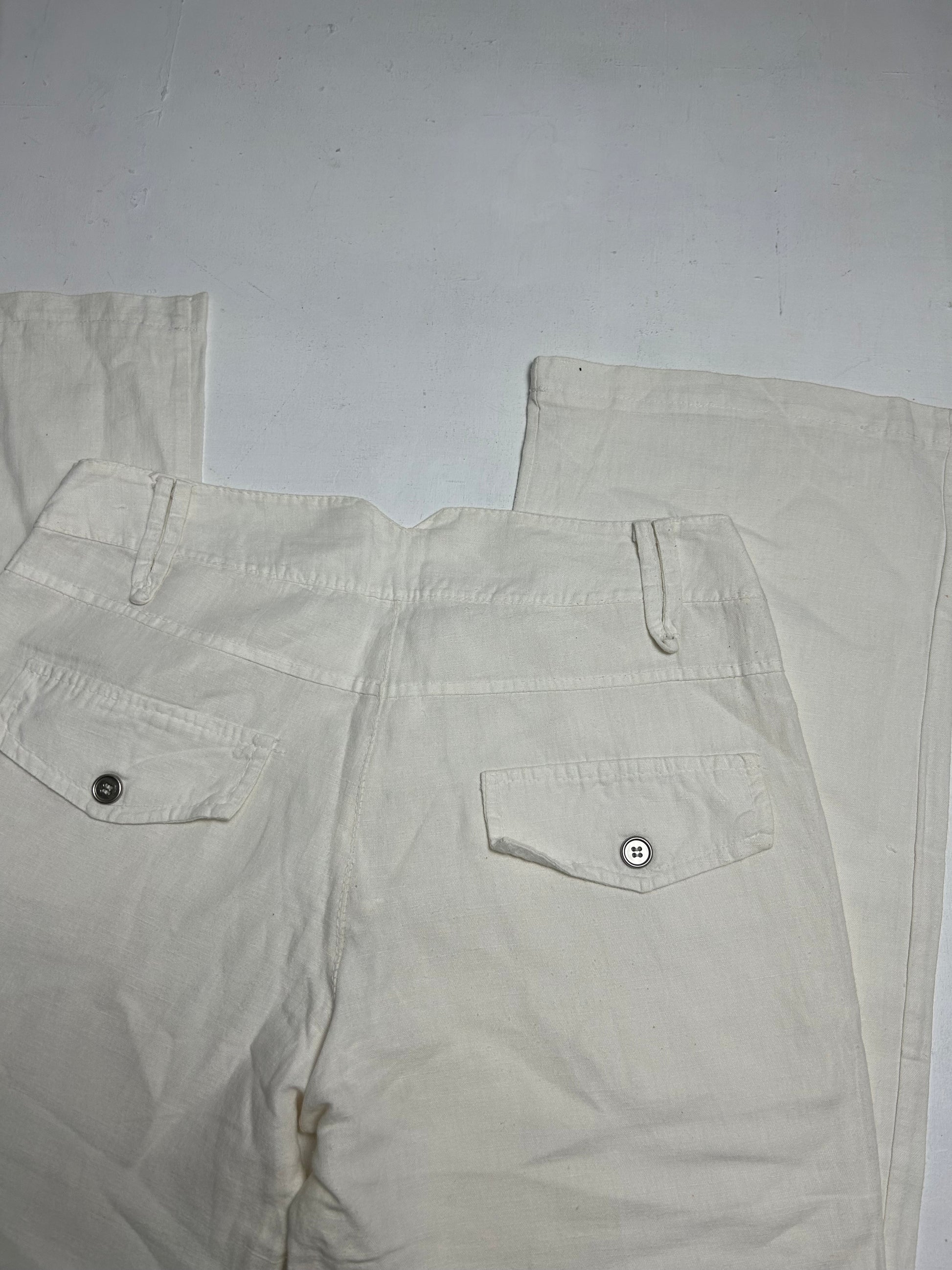 White cream cotton low waist office pants (S/M)