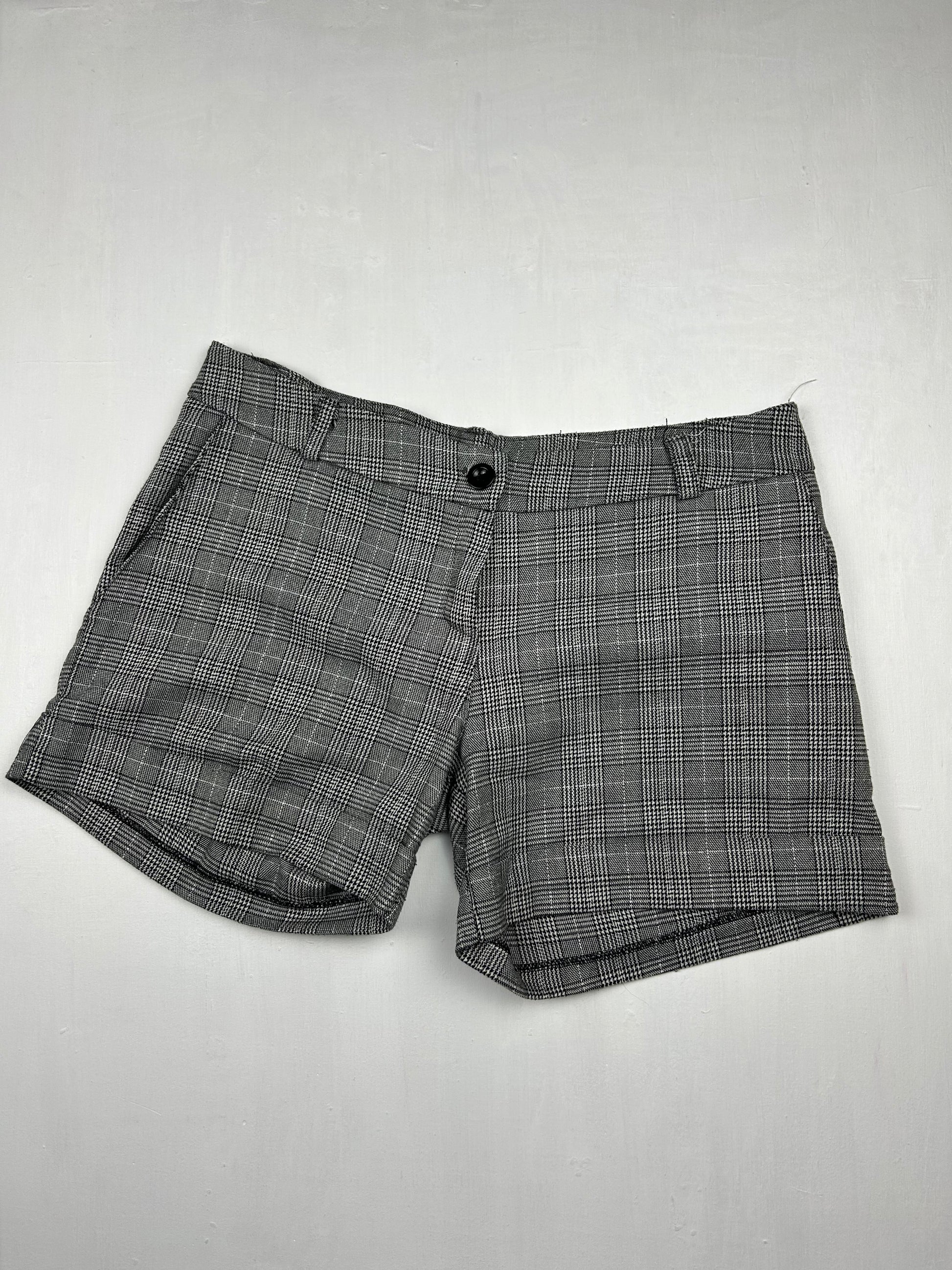 Grey check print low rise mini short (S/M)