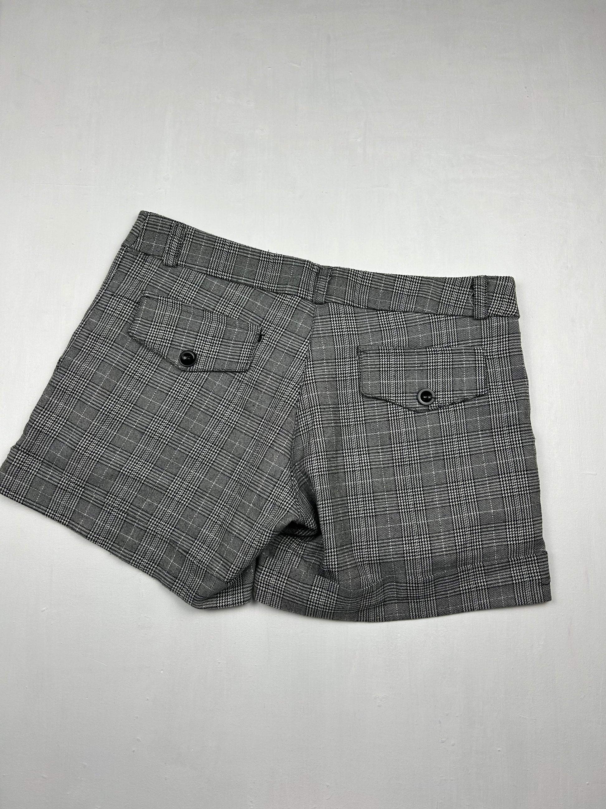 Grey check print low rise mini short (S/M)