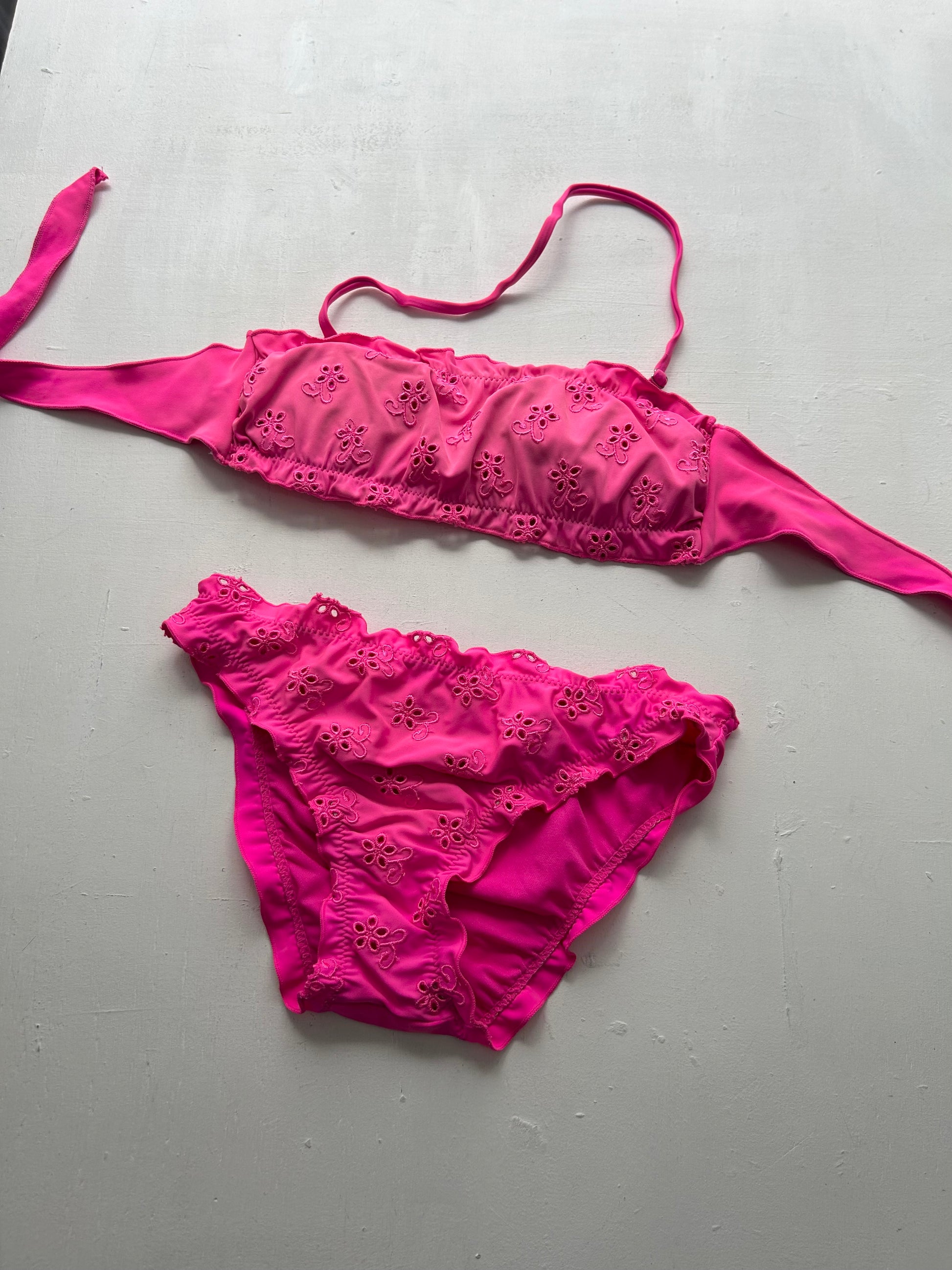 Pink y2k vintage adjustable low rise bikini set (S)