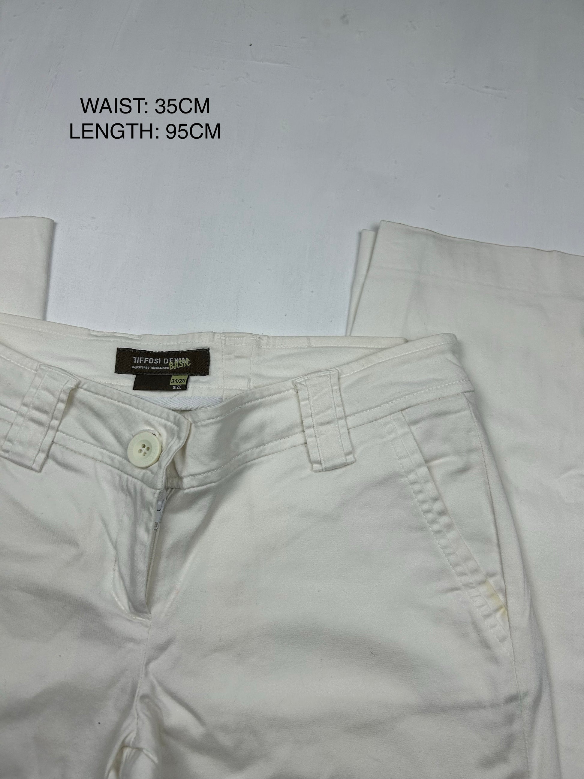 White low rise bootcut office pants (S)