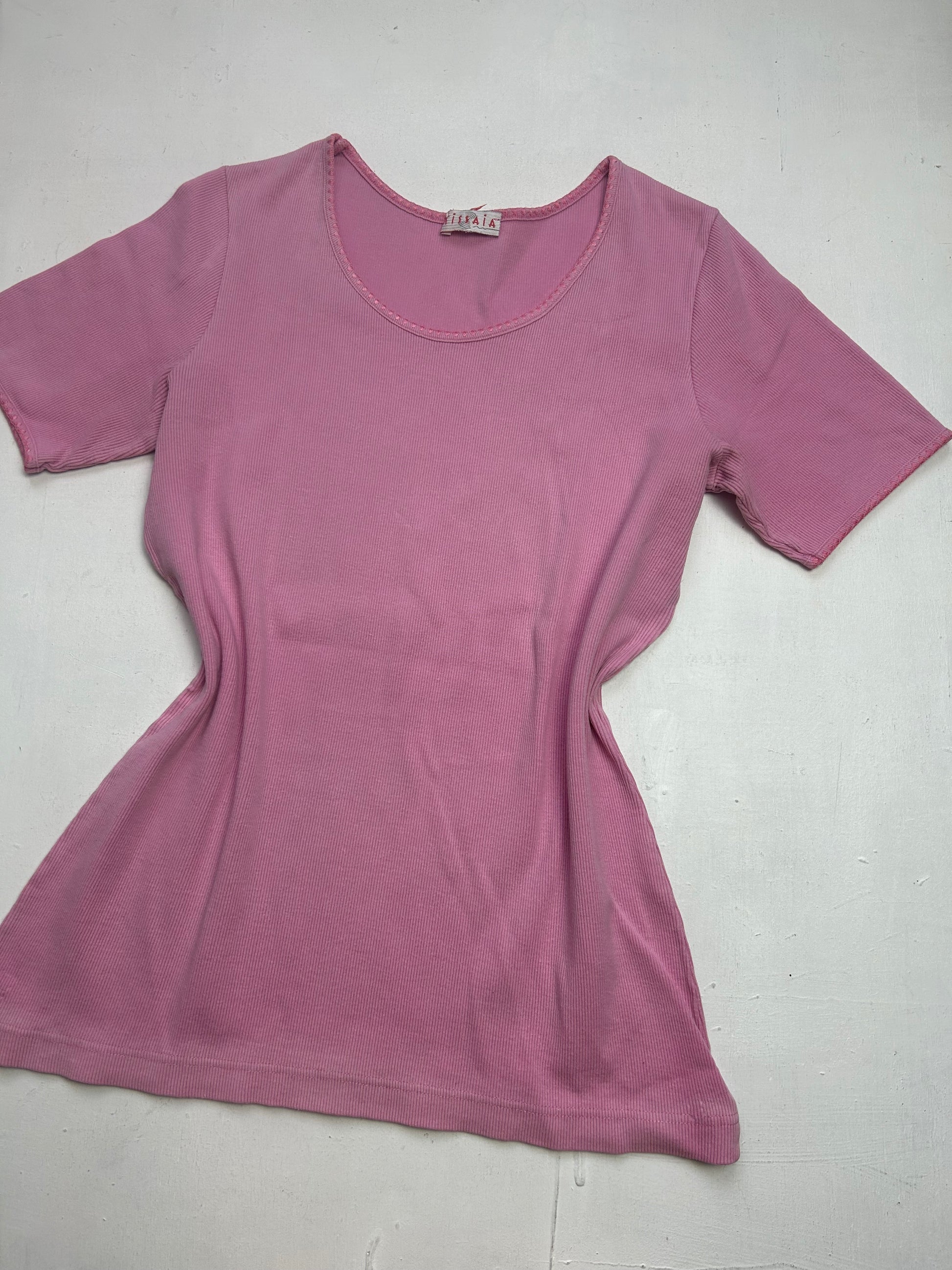 Pink cotton stretchy tee  (M/L)