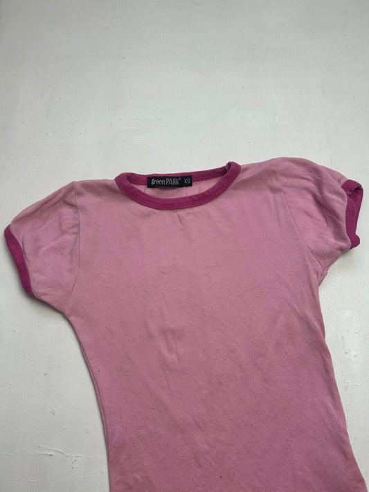 Pink cotton stretchy baby tee  (XS)