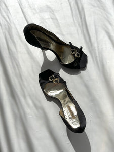 Black rhinestone belt square heels shoes (39)