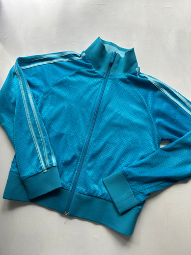 Blue spell out logo zip up sweatshirt (S/M)