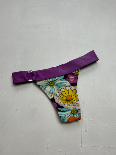 Purple floral print Brazilian bikini bottom (S)