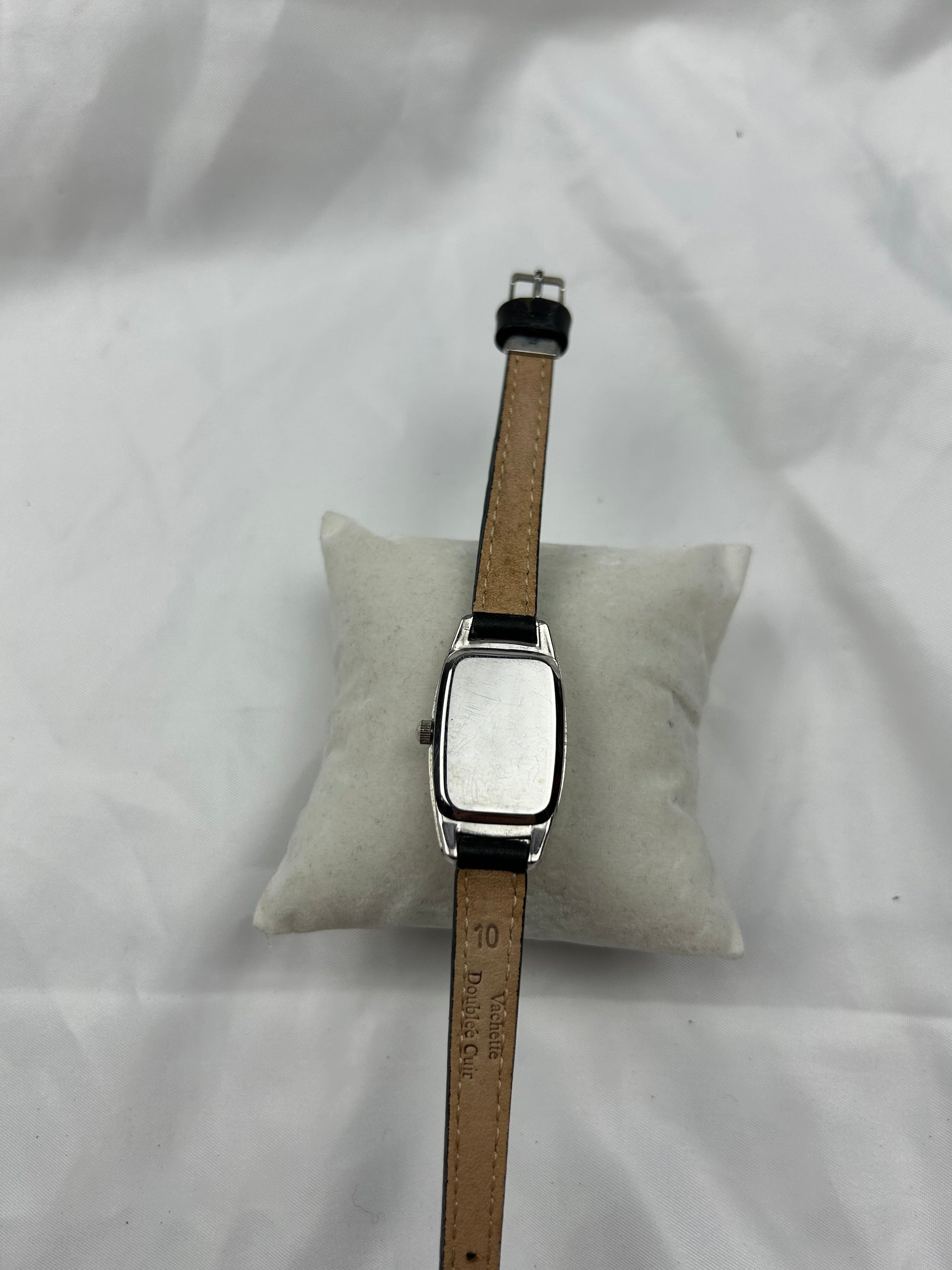 Vintage stainless steel pink leather silver watch jewelry