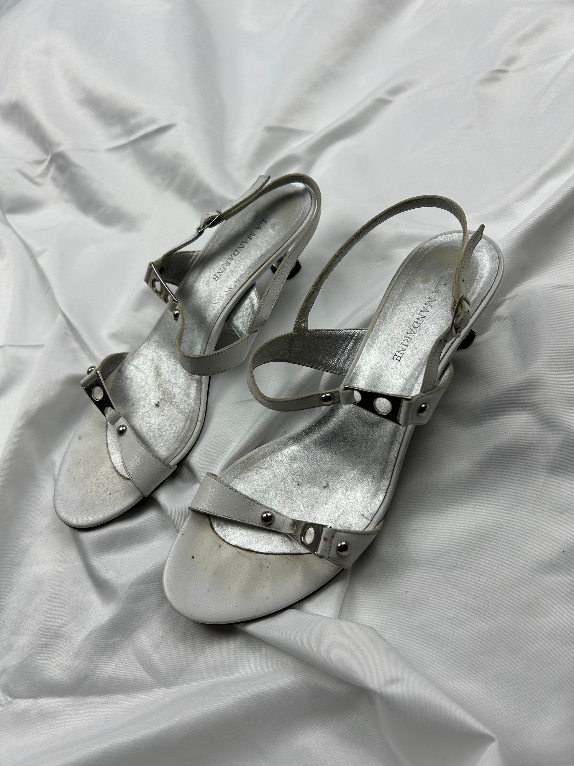 White kitten heels white sandals shoes (37)