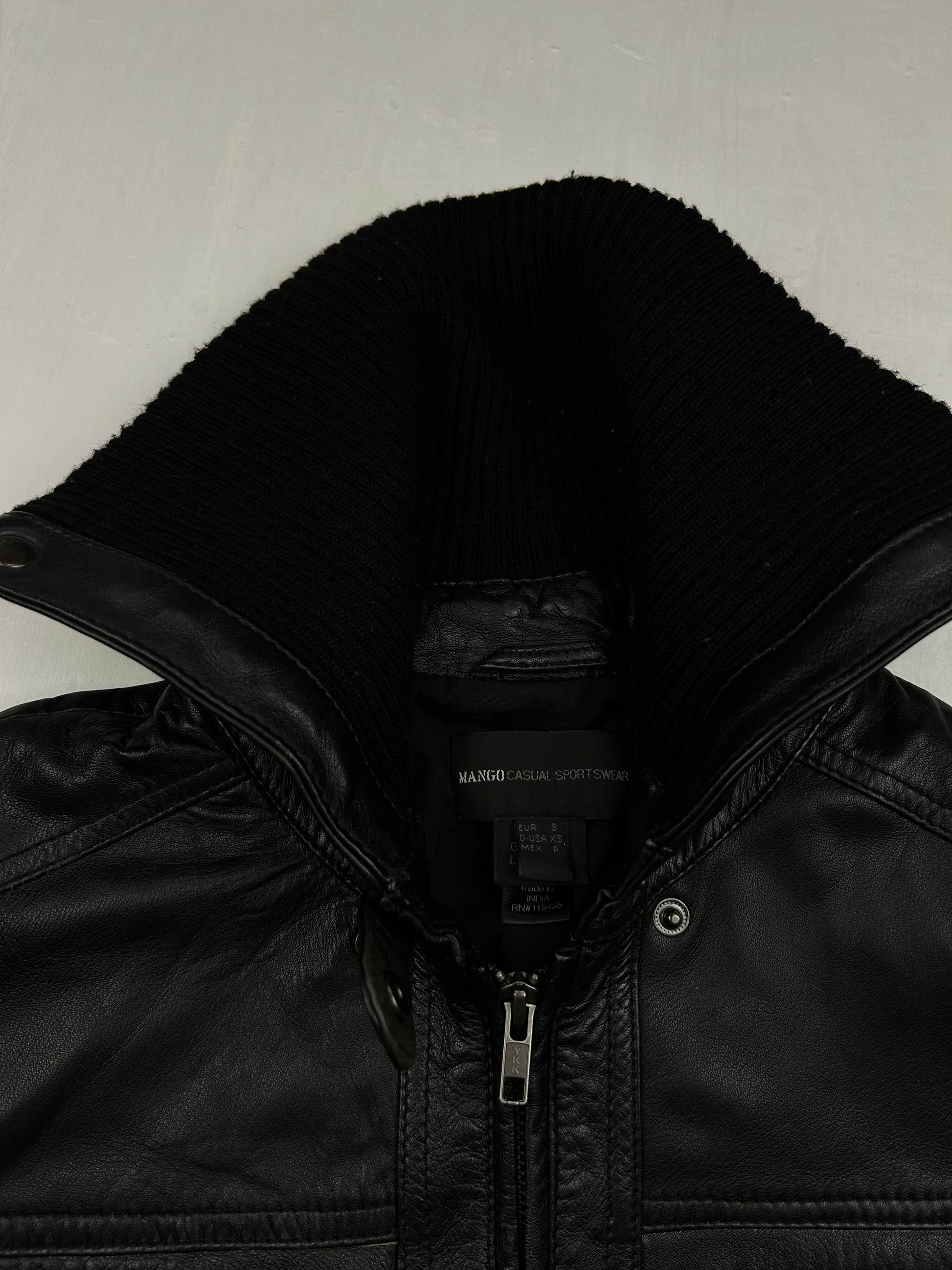 100% real leather black biker jacket (S/M)