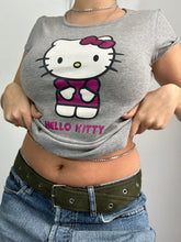 Load image into Gallery viewer, Hello Kitty grey stretchy tee 90s y2k vintage (S/M)