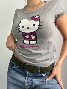 Hello Kitty grey stretchy tee 90s y2k vintage (S/M)