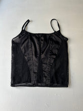 Load image into Gallery viewer, Black lace &amp; silk see trough y2k vintage cami top  (S/M)