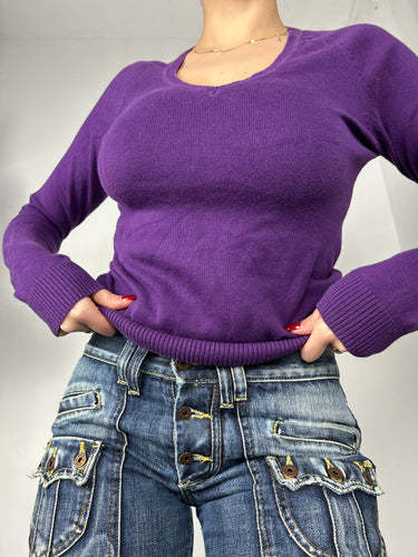 Purple V neck  jumper (S/M)