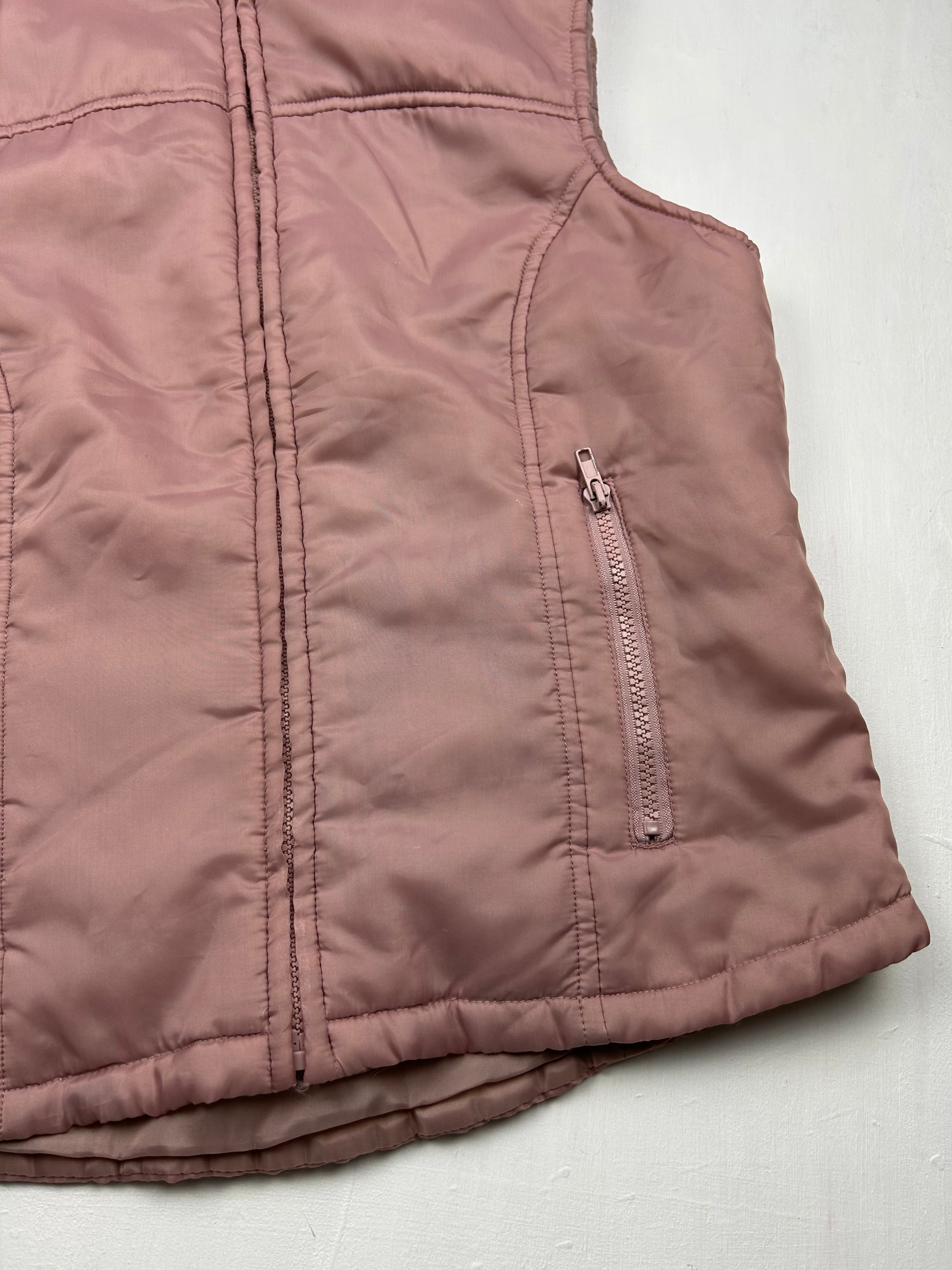 Pink zip up puffer sleeveless jacket (M/L)