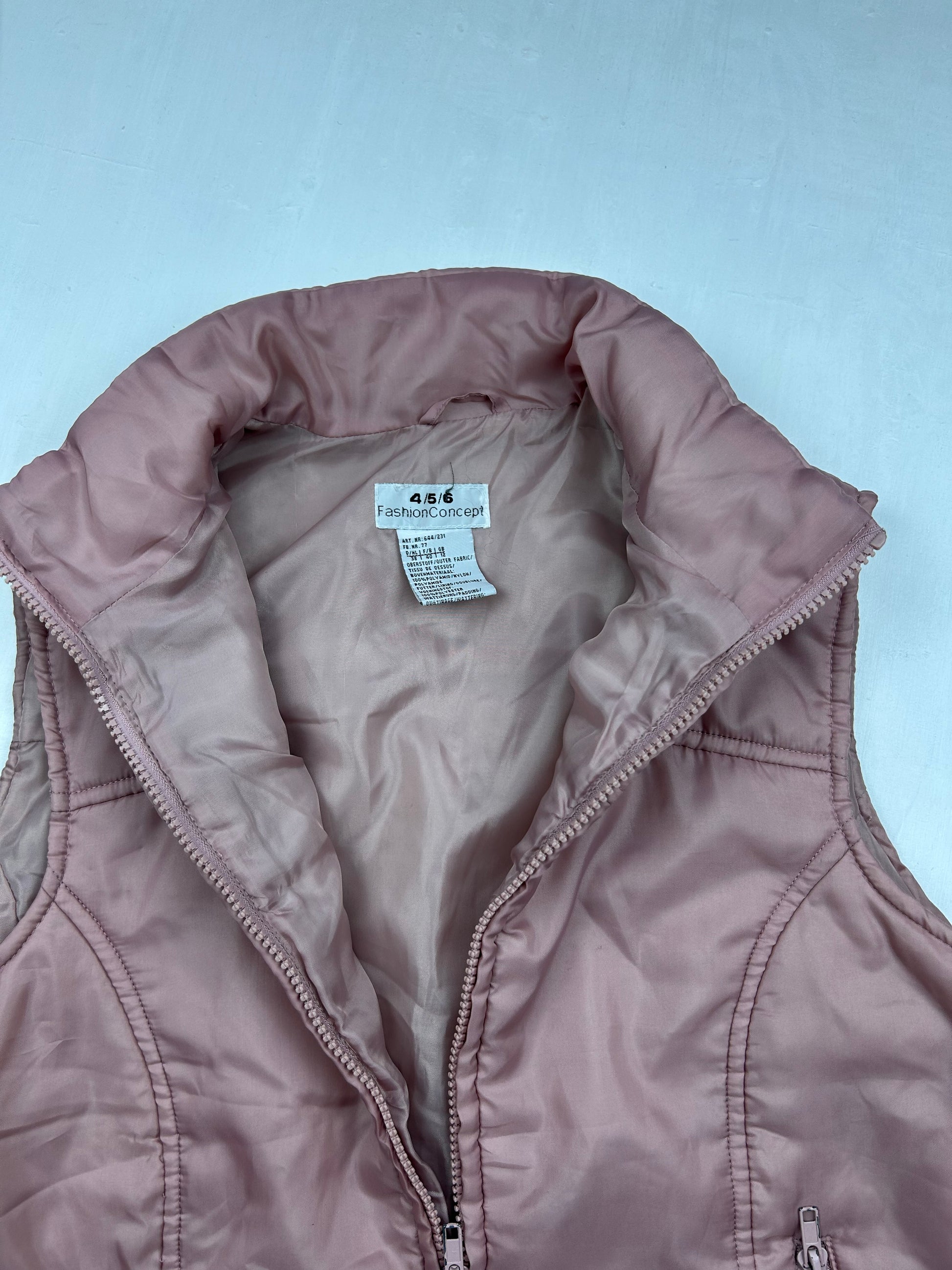 Pink zip up puffer sleeveless jacket (M/L)