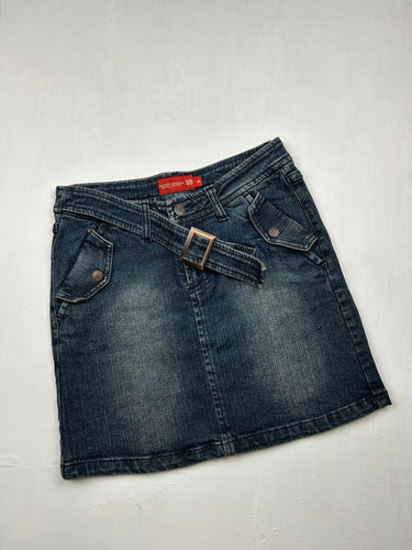 Blue denim belt skirt (S)