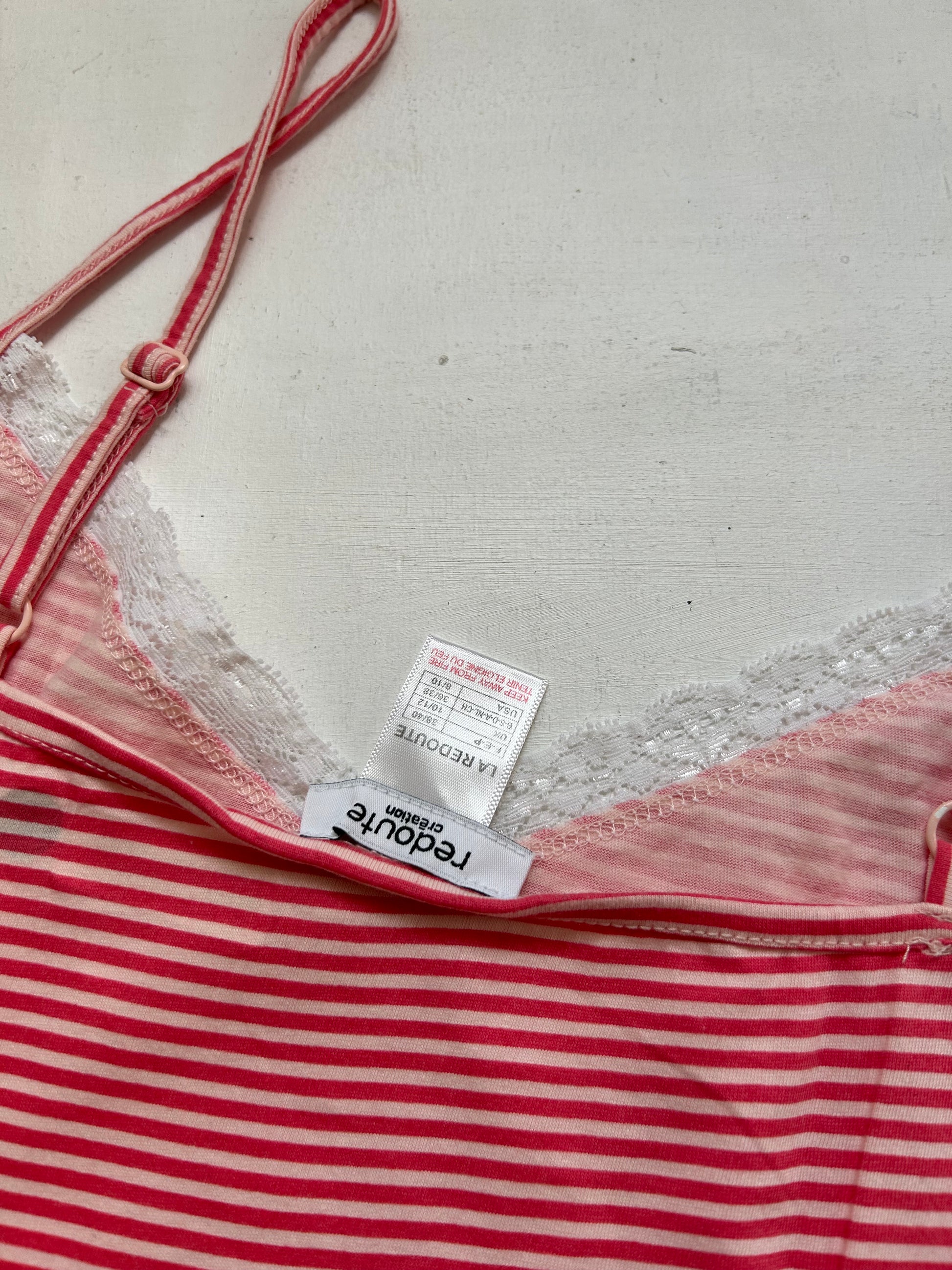 Red striped lace detail stretchy cami top (M/L)