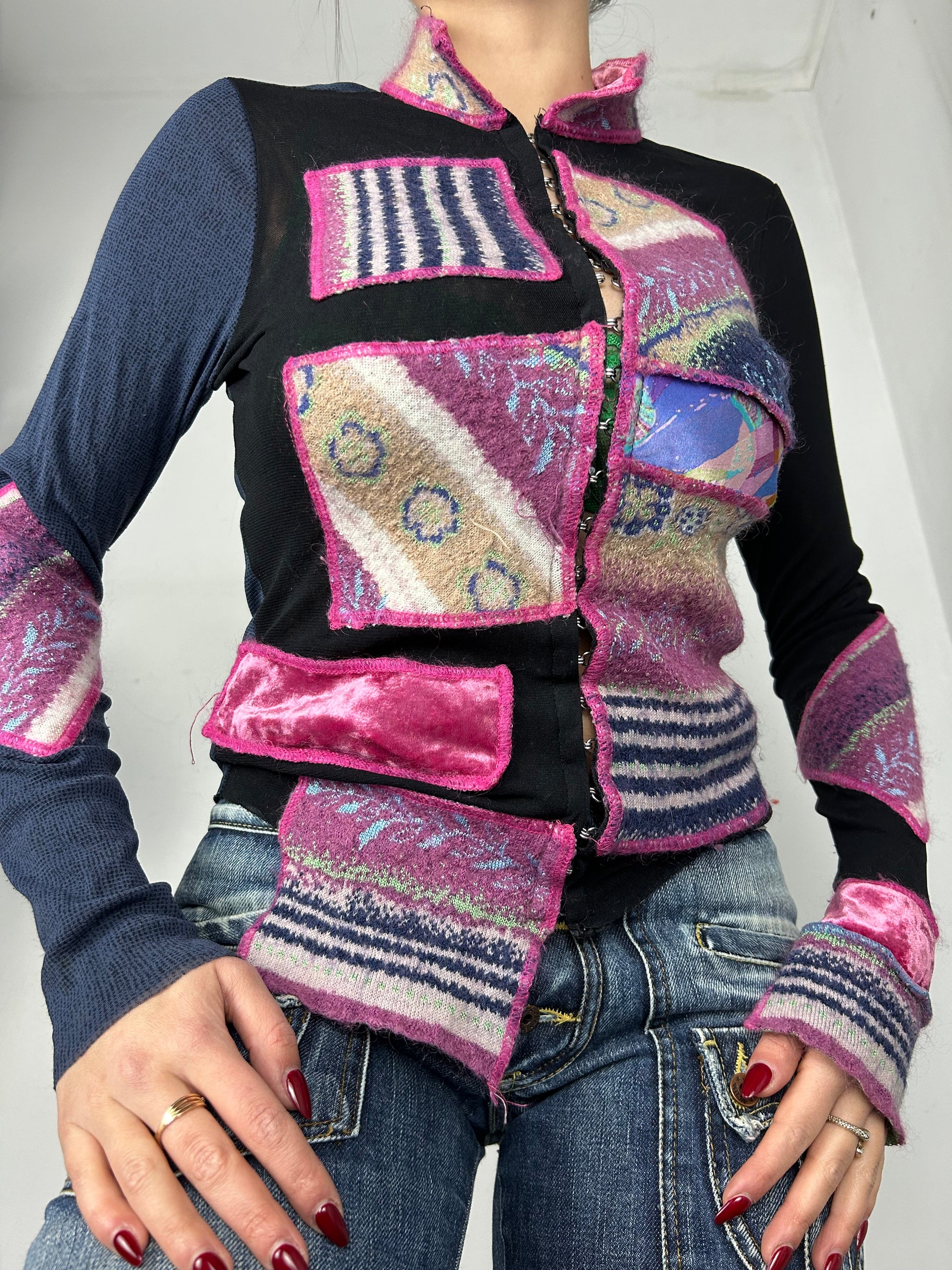 Pink patchwork corset mesh  jumper (S/M)