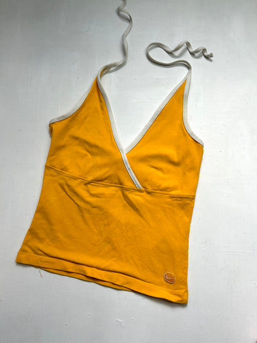 Yellow backless  stretchy halter top (S)