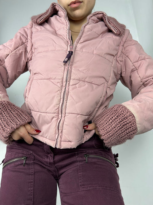 Pink 2 in 1 winter zip up puffer jacket (S/M)