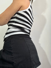 Load image into Gallery viewer, Striped black &amp; white tank top 90s y2k vintage (XS)