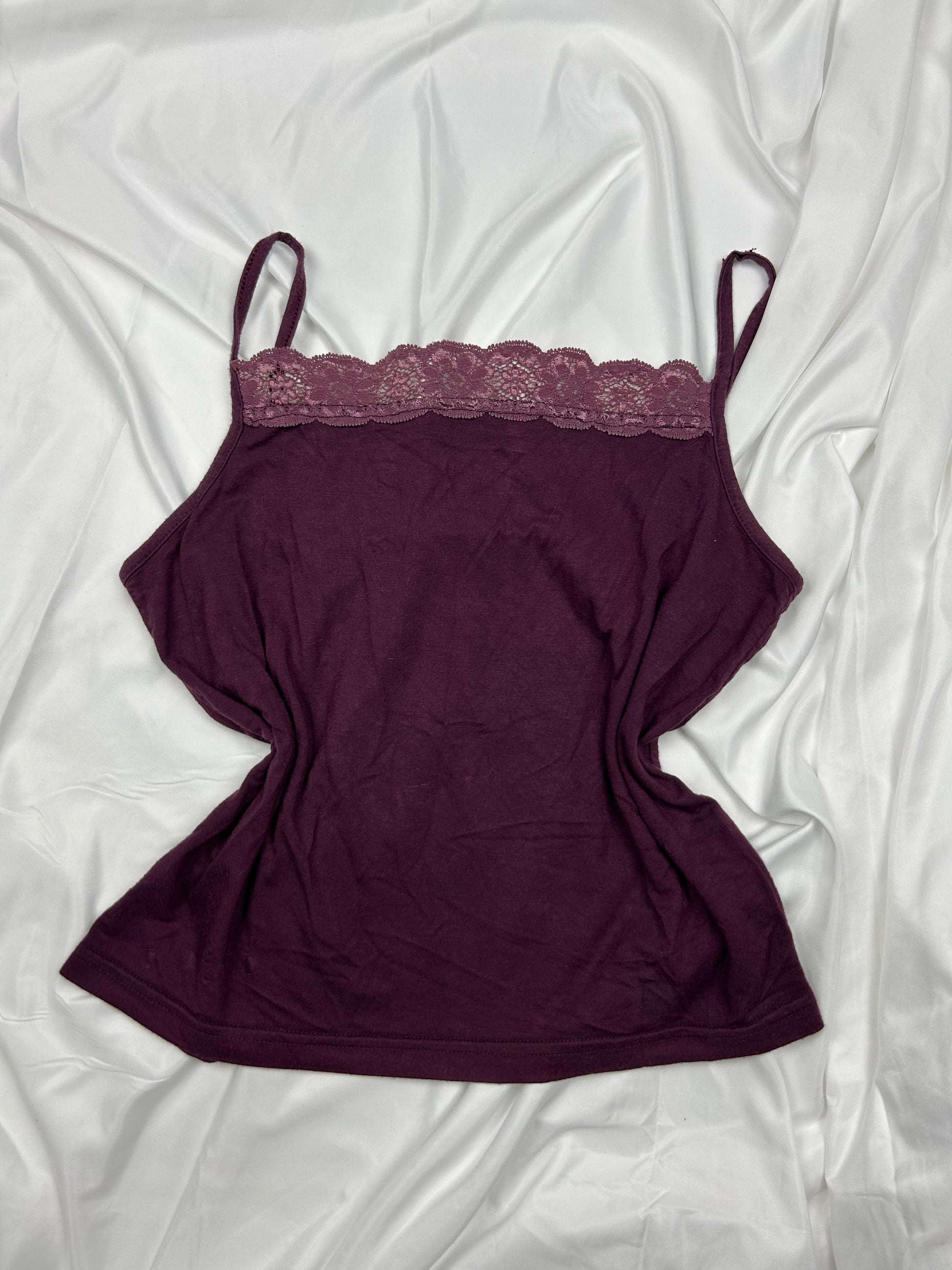 Purple lace detail cami top (S/M)