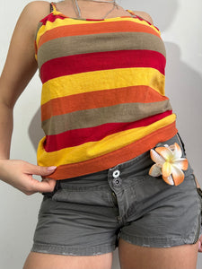 Striped orange & red cami top 90s y2k vintage (L)