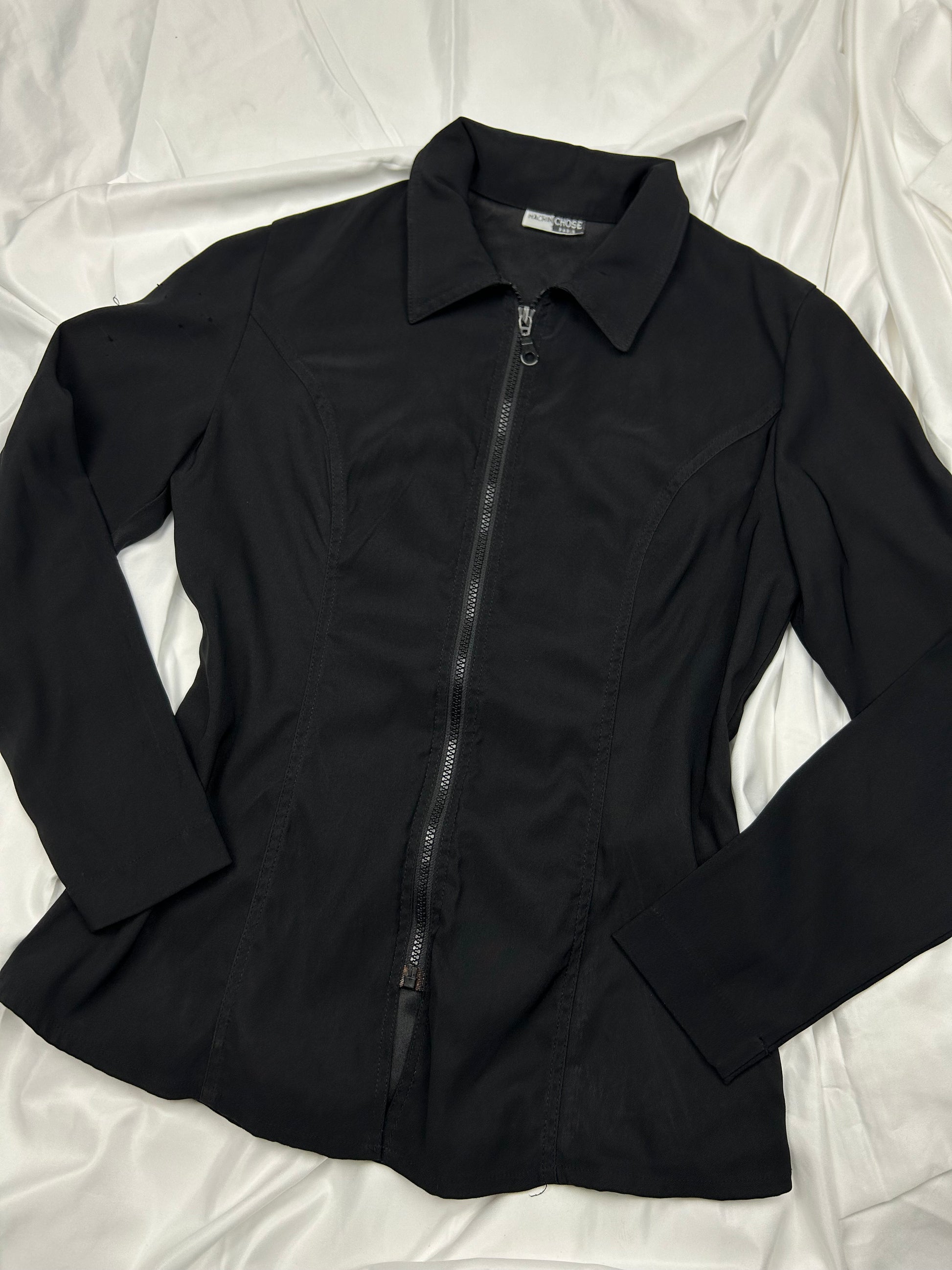 Black zip up office biker jacket (M)