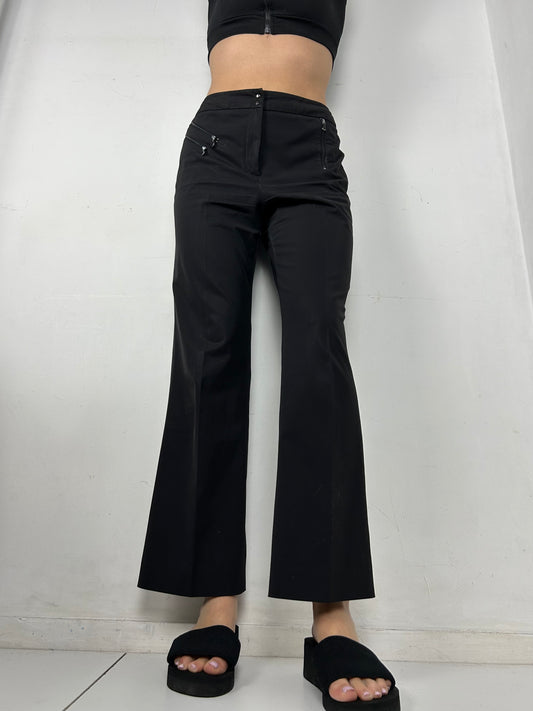 Black low rise cargo baggy office pants (M)