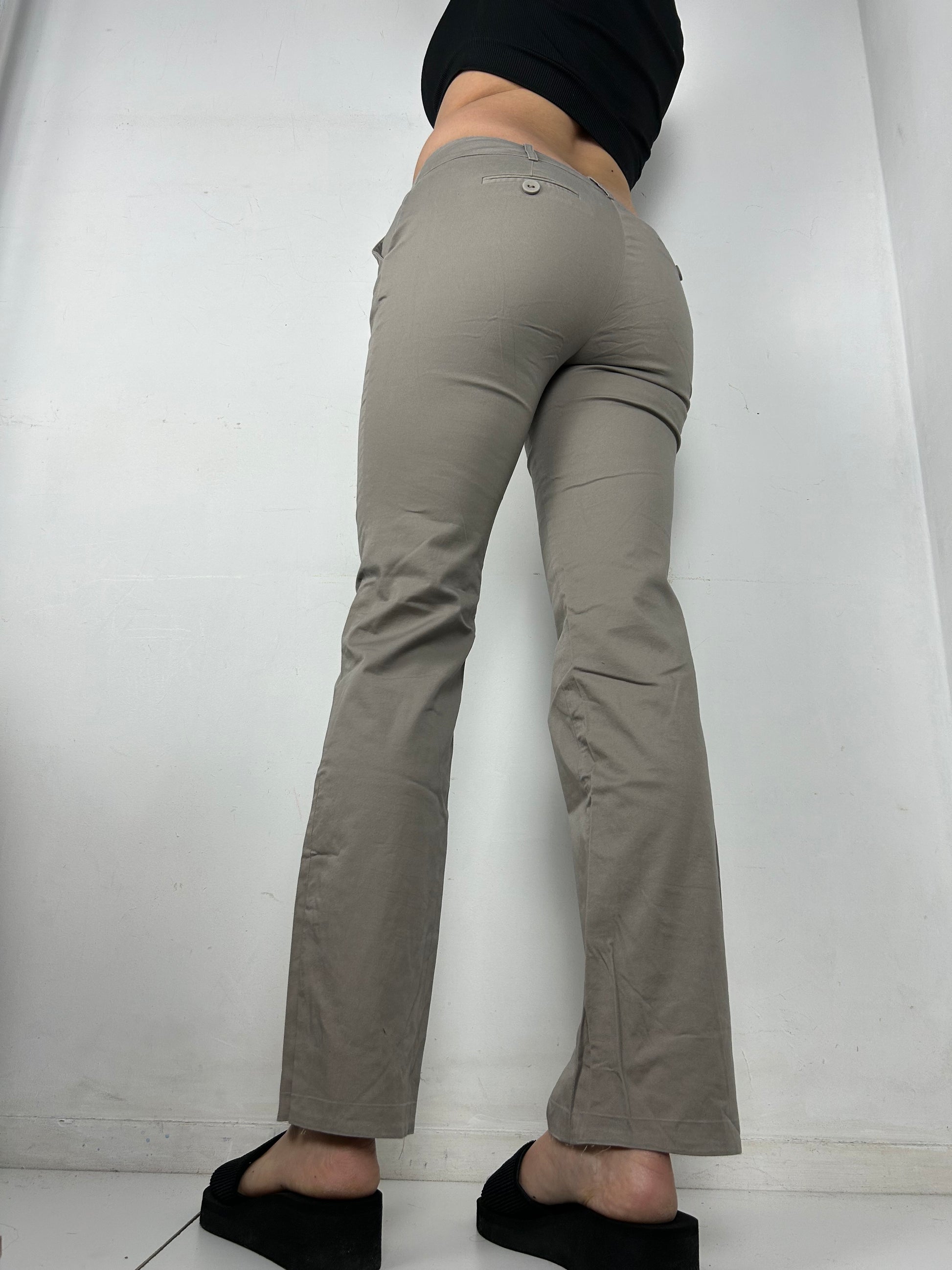 Beige low rise bootcut office pants (S)