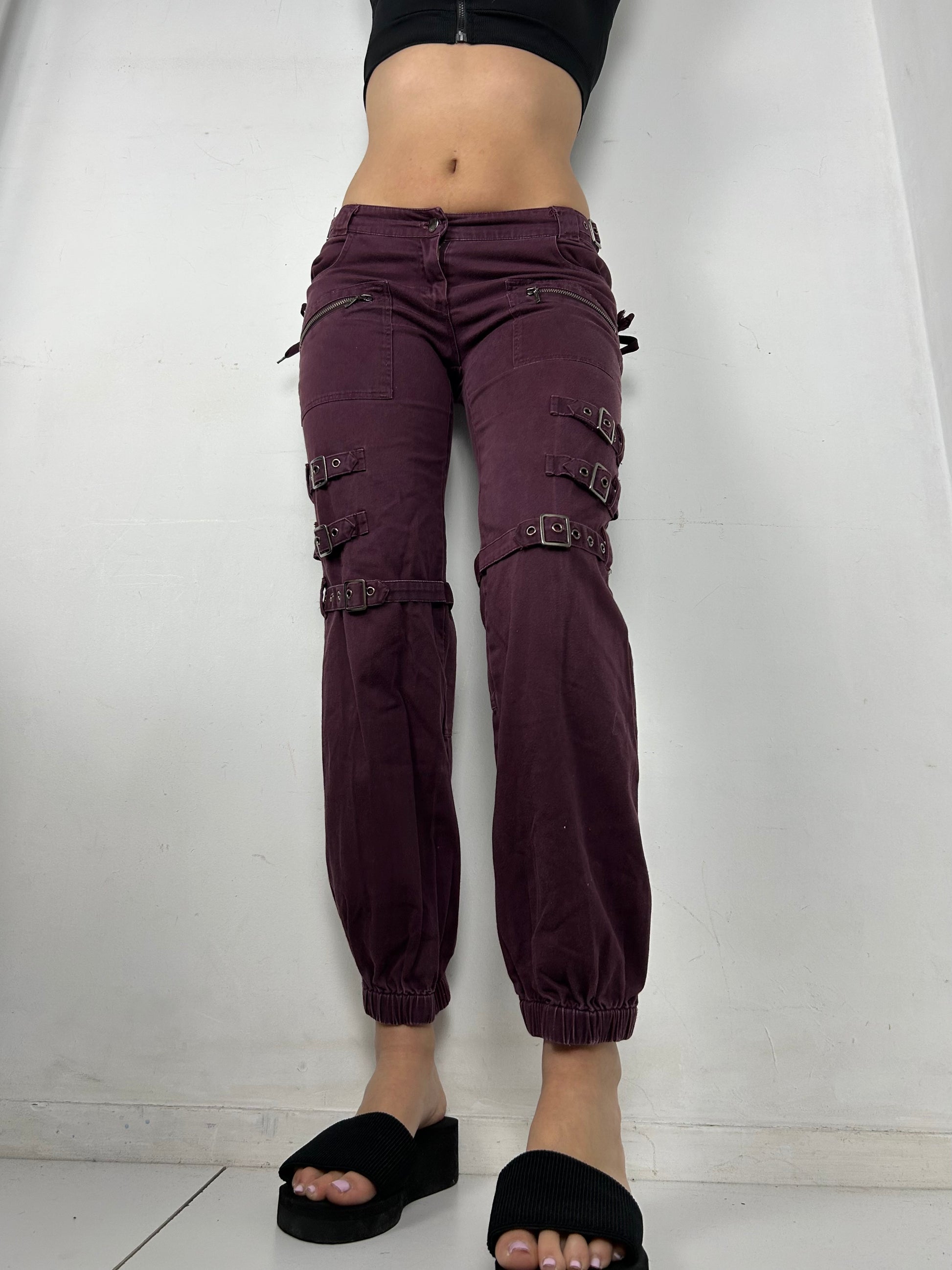 Lace up low rise utility pants