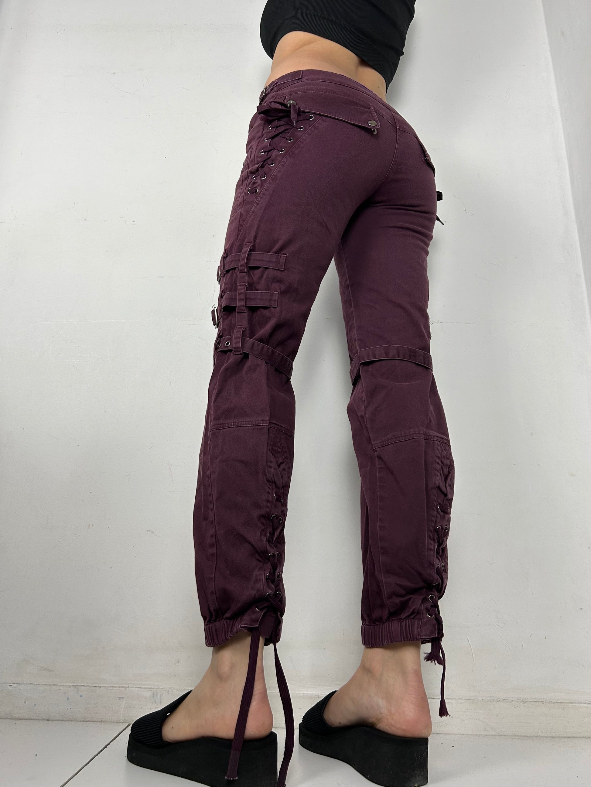 Lace up low rise utility pants