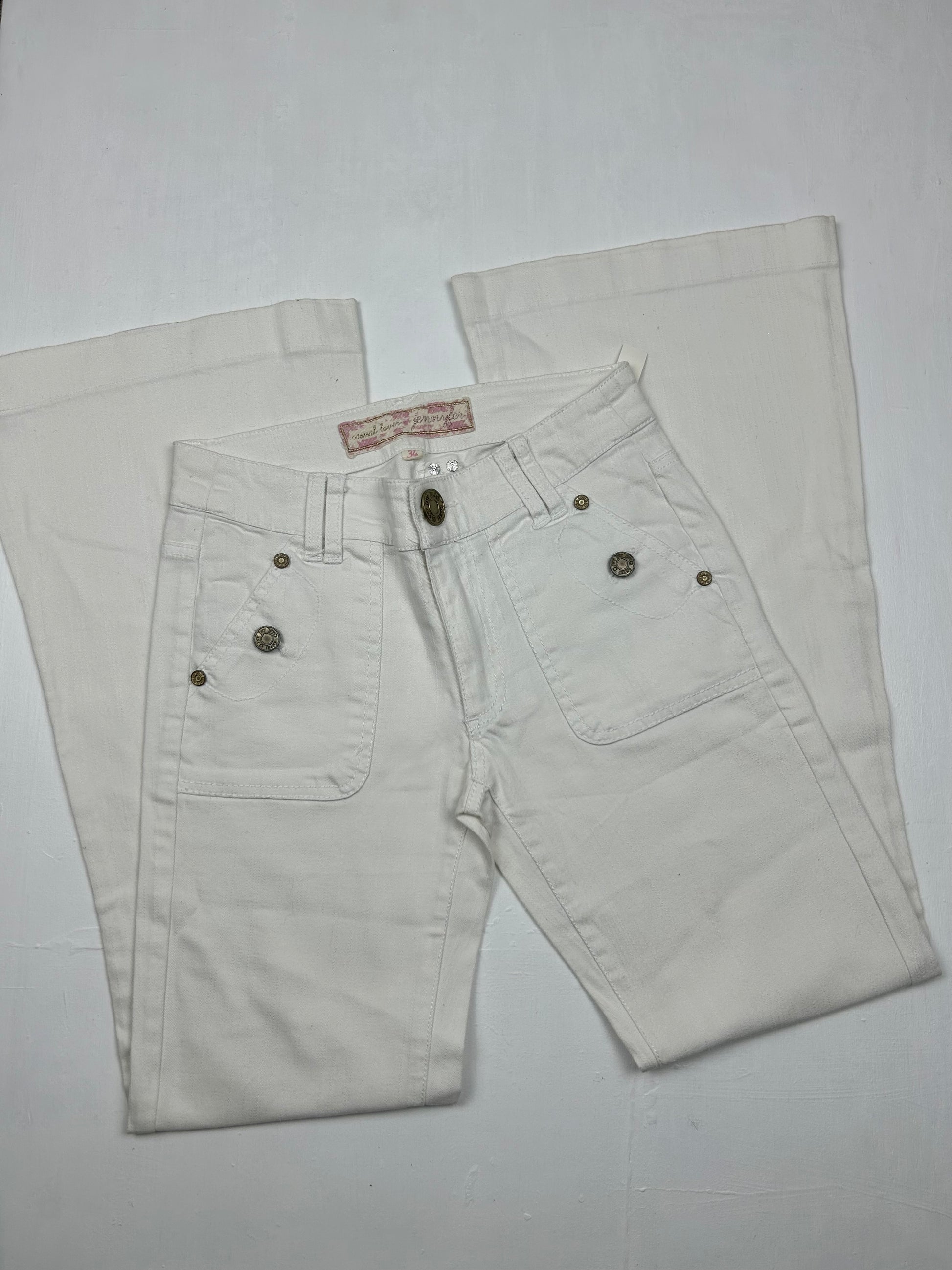 White stretchy bootcut/ flare denim pants (S)