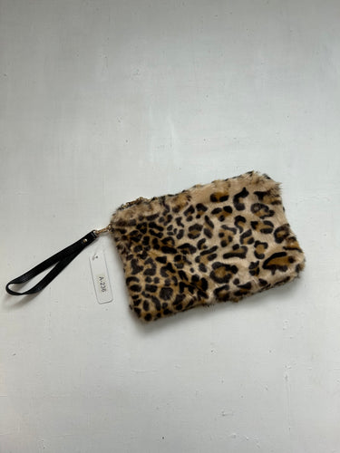 Panther print faux fur crossbody bag