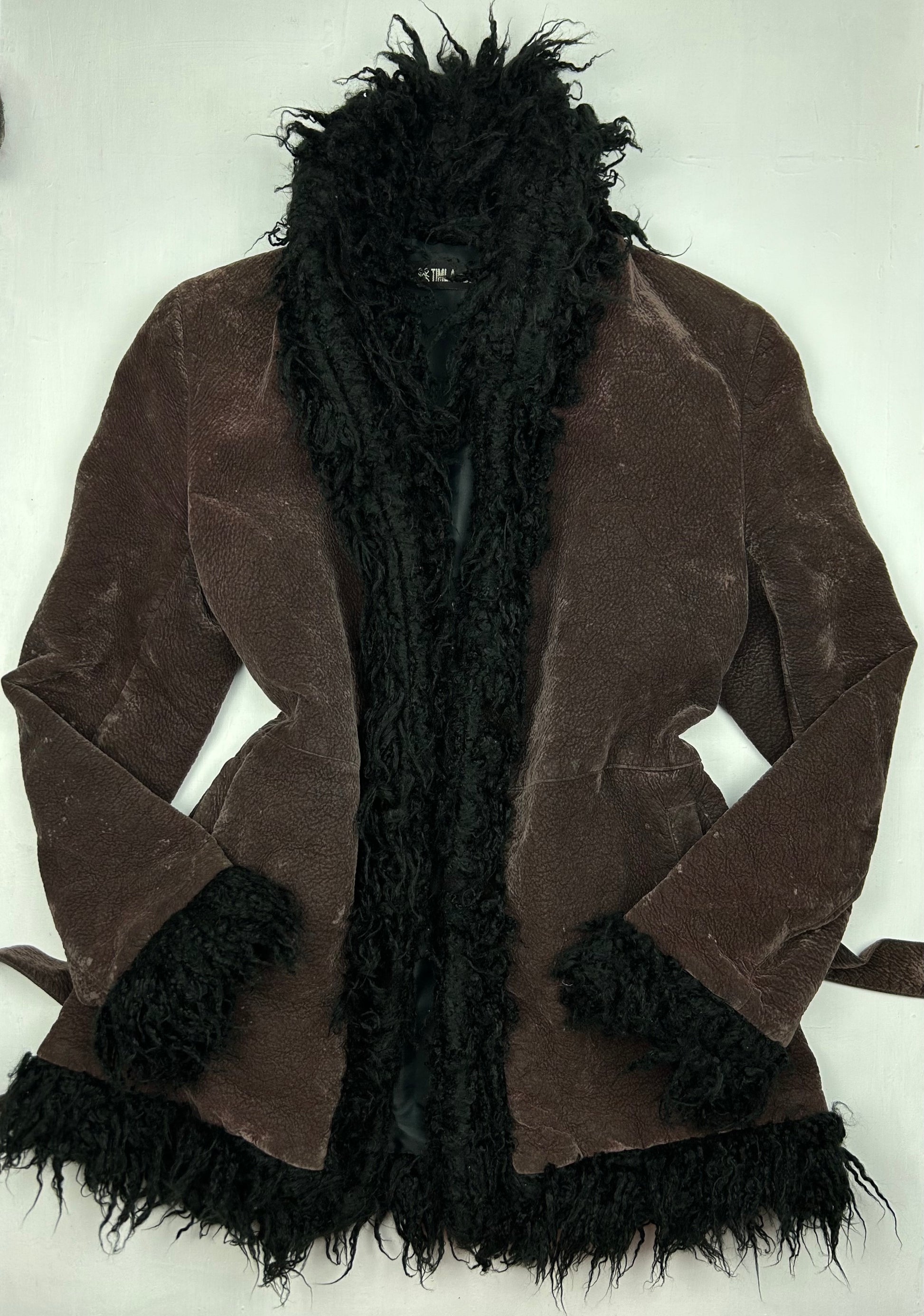 Brown afghan coat with belt (S/M)