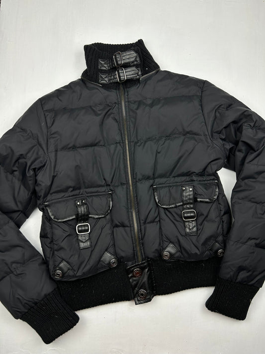 Black duck down winter zip up puffer jacket (M)