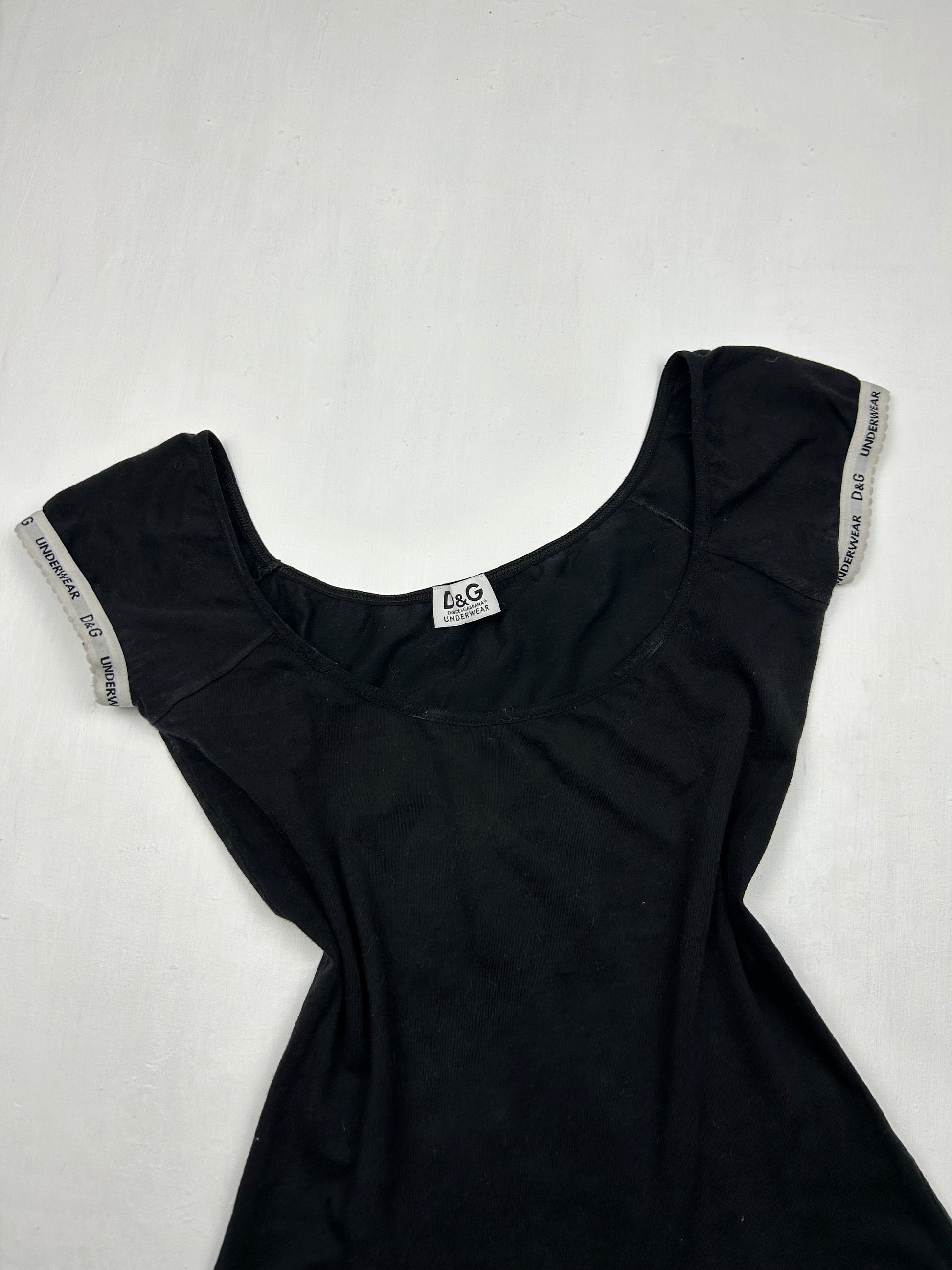 Black cotton bardot logo stretchy tee (XS)