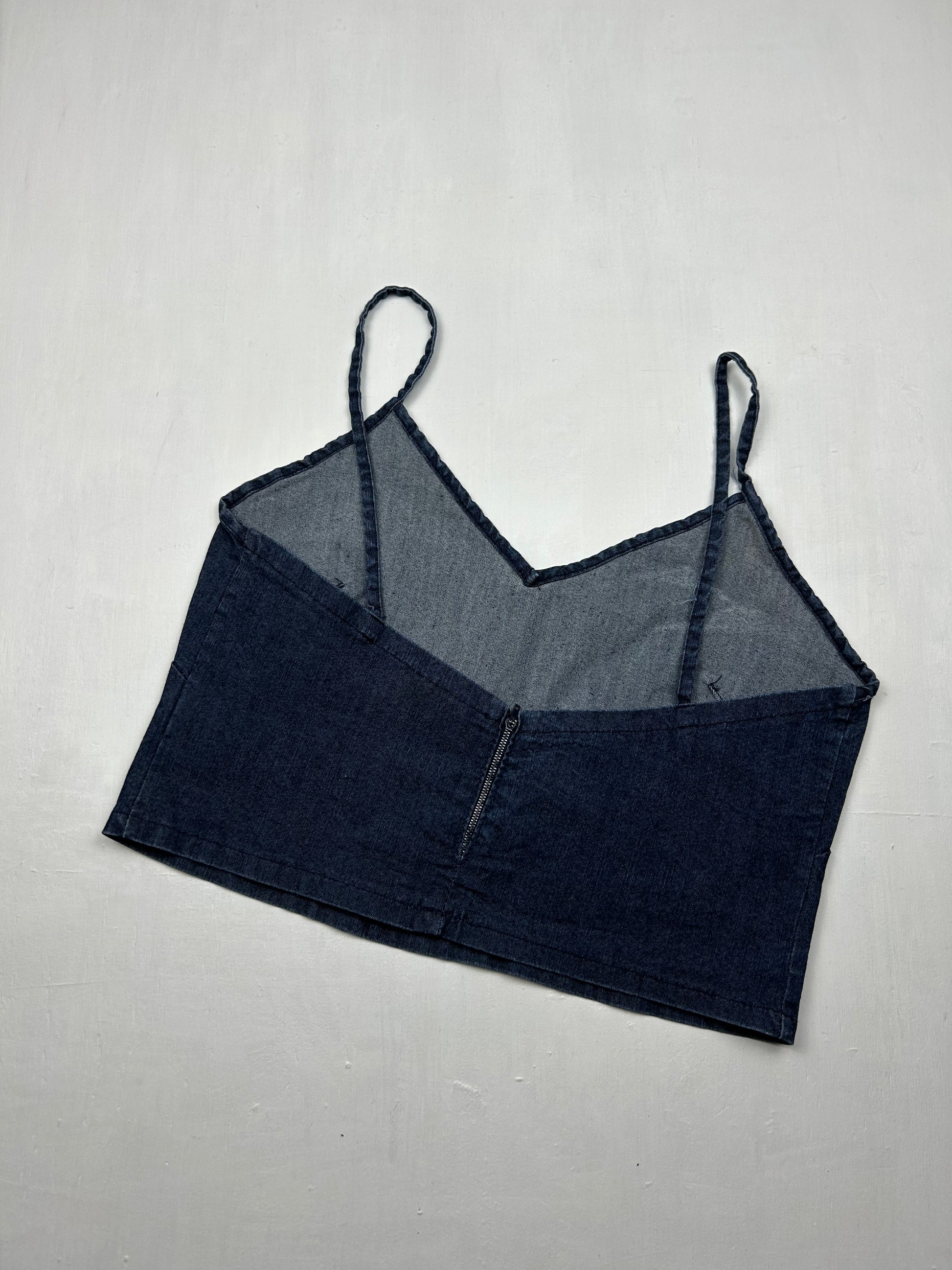 Navy denim crop cami top (S/M)