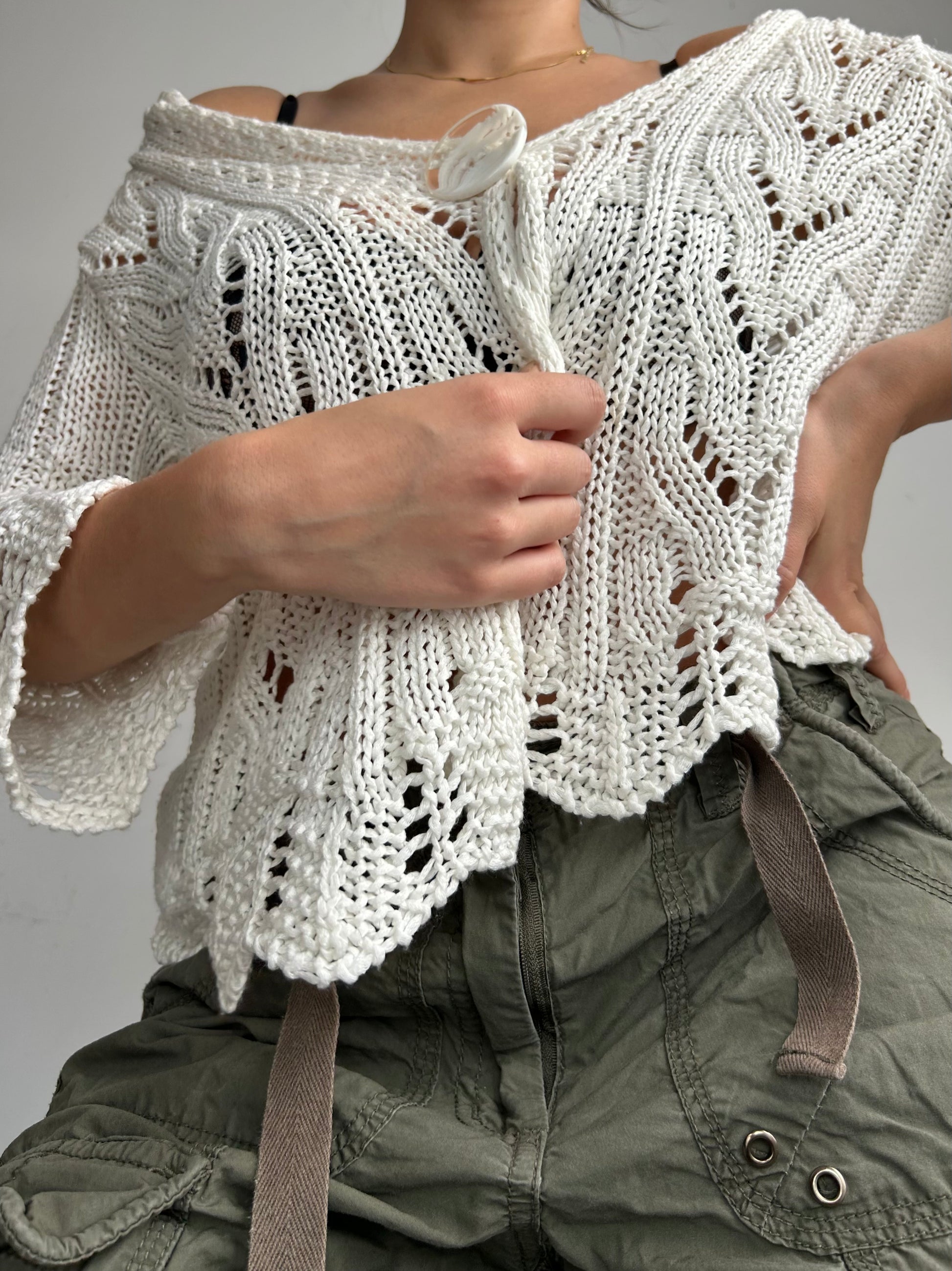 White crochet bolero cardigan jumper (S/M)