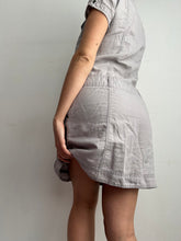 Load image into Gallery viewer, Grey linen buttons up cargo utility Y2K vintage cotton dress (M)