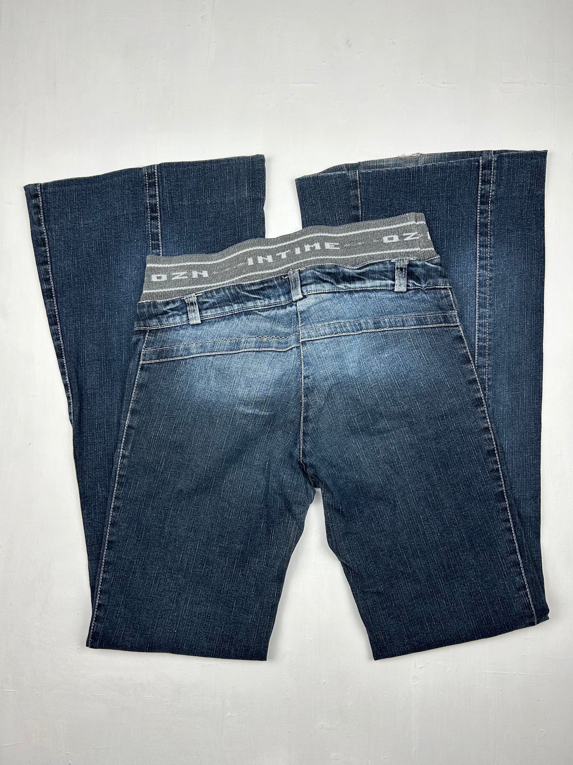 Blue denim low rise bootcut pants (S)