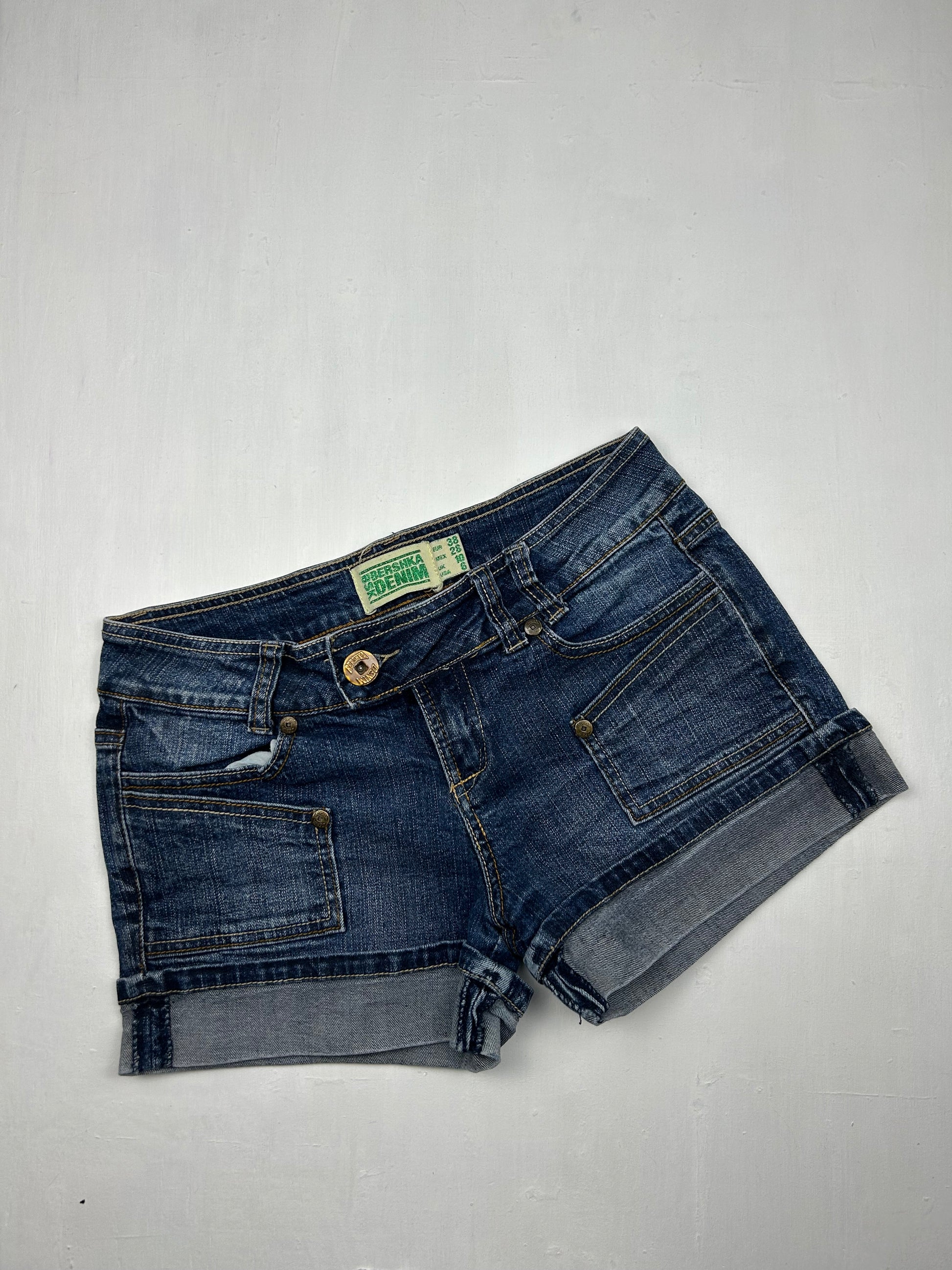 Navy denim low rise mini short (S)