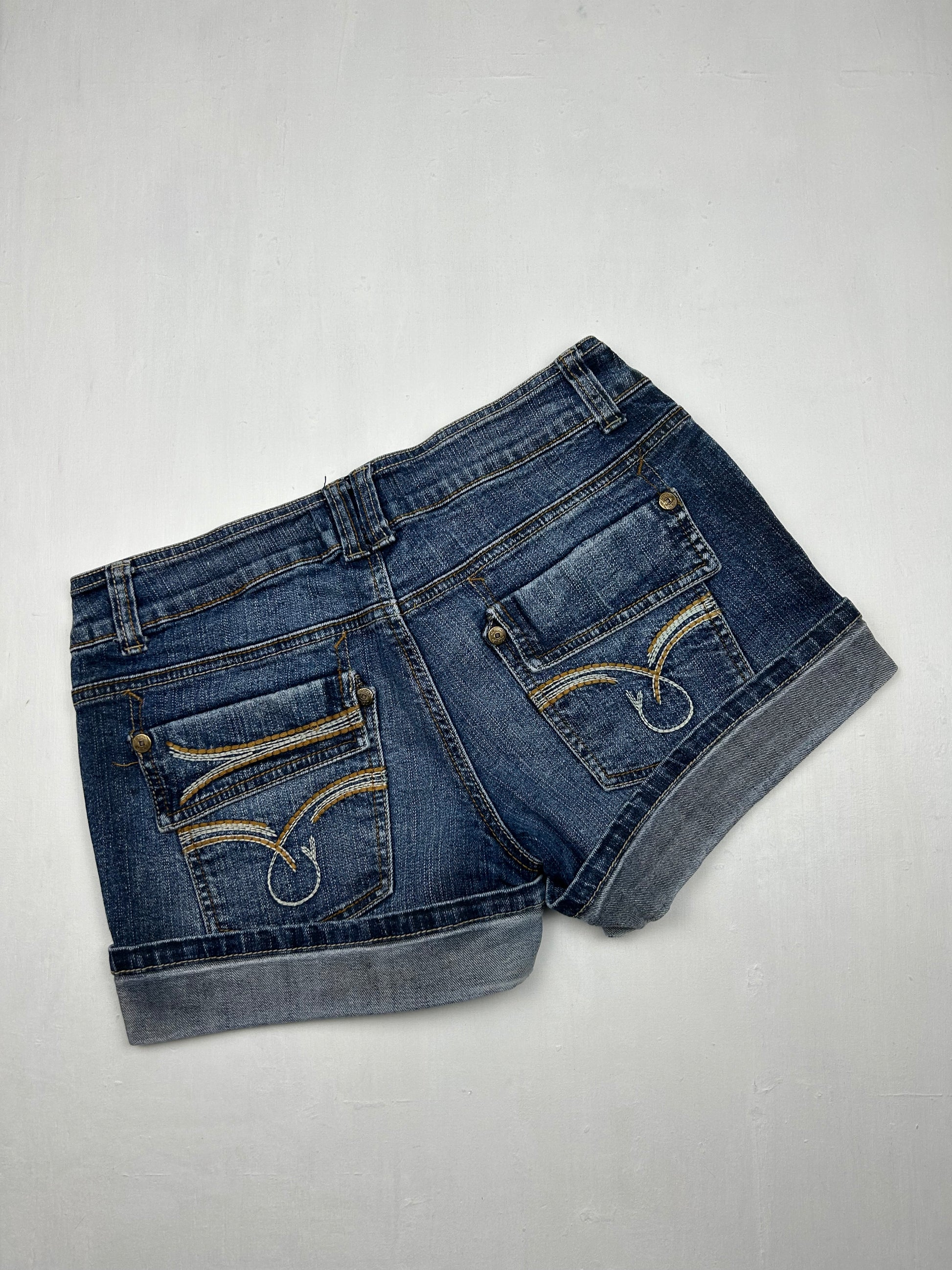 Navy denim low rise mini short (S)