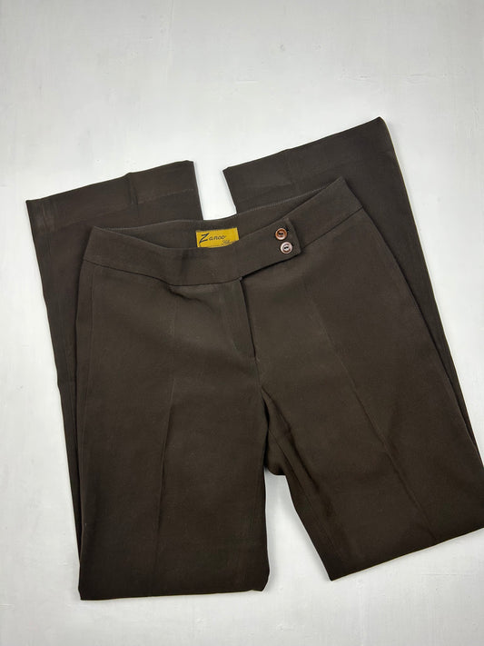 Brown low rise office bootcut pants (S)