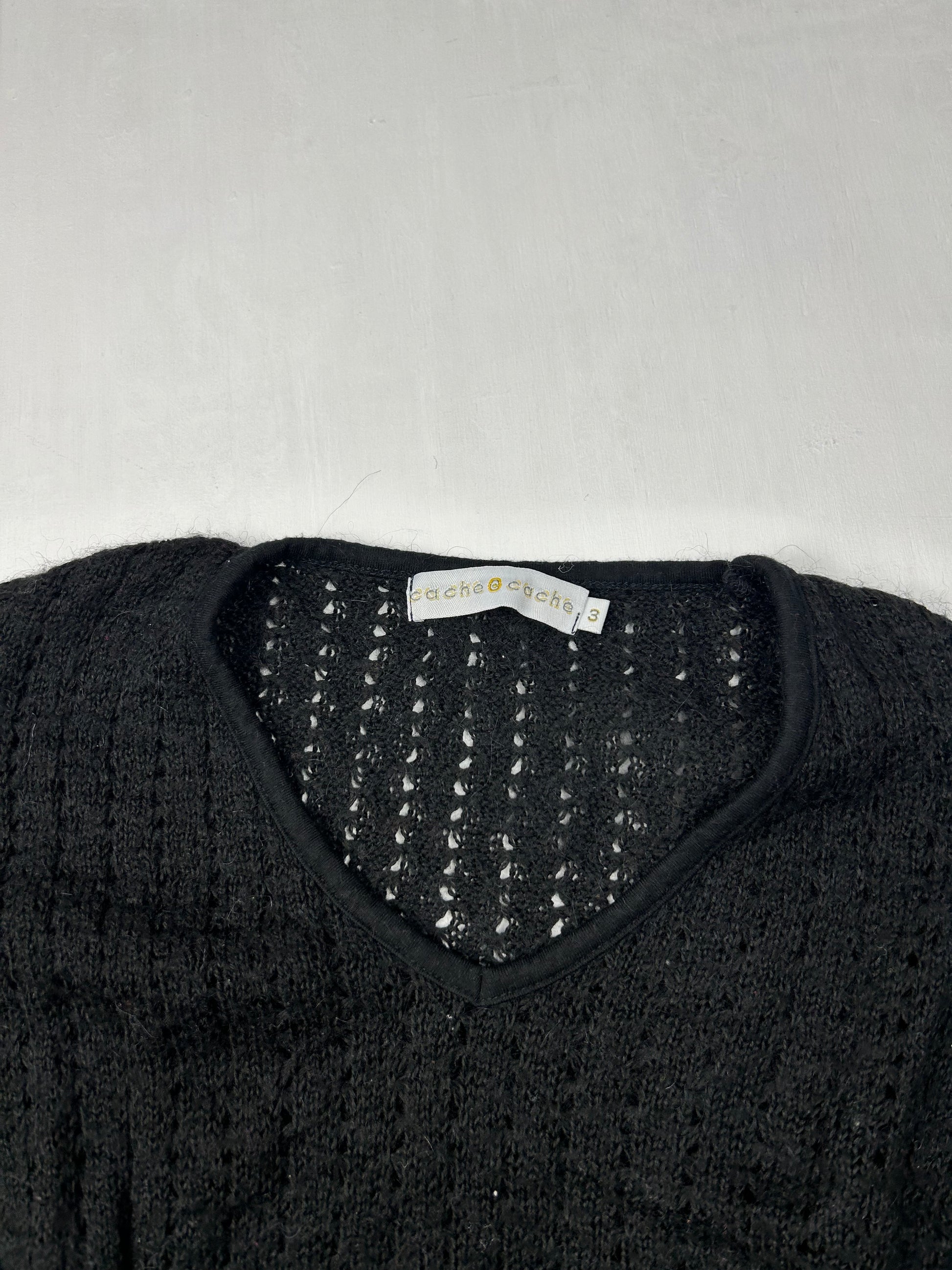 Black crochet round neck jumper (M/L)