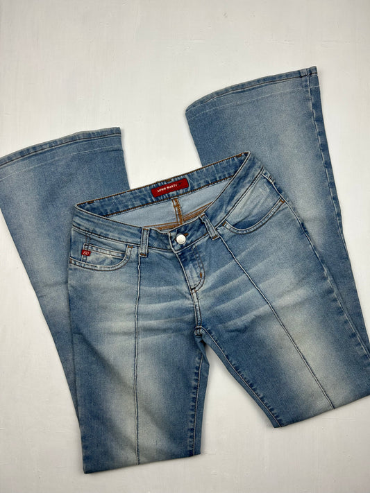 Blue denim low rise bootcut pants (XS)